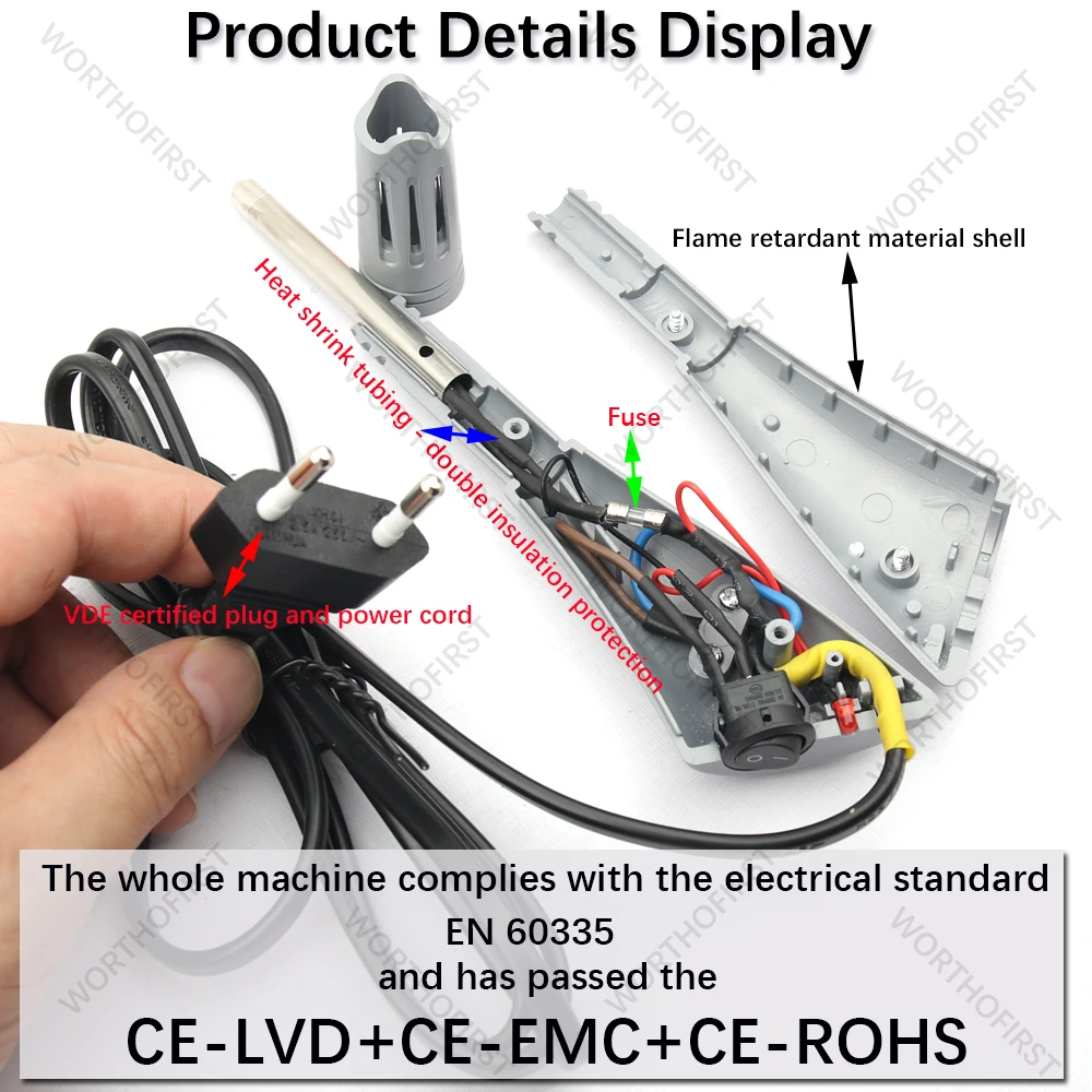 EU Plug Hot Fix Rhinestone Applicator, Hotfix Rhinestone Locator Tool, Extended Power Cord, Fast Heating, Stable and Durable