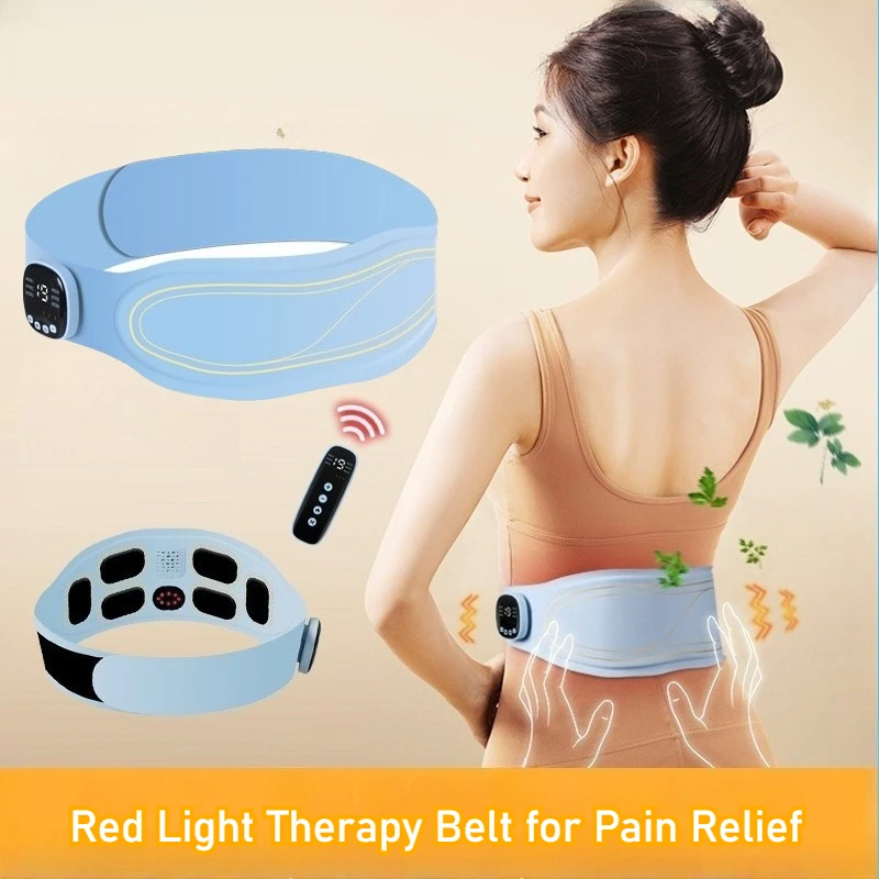 

EMS Red Light Waist Massager Belt, Infrared Heating & Electric Pulse Therapy for Back Pain, Lumbar Support Recovery Device