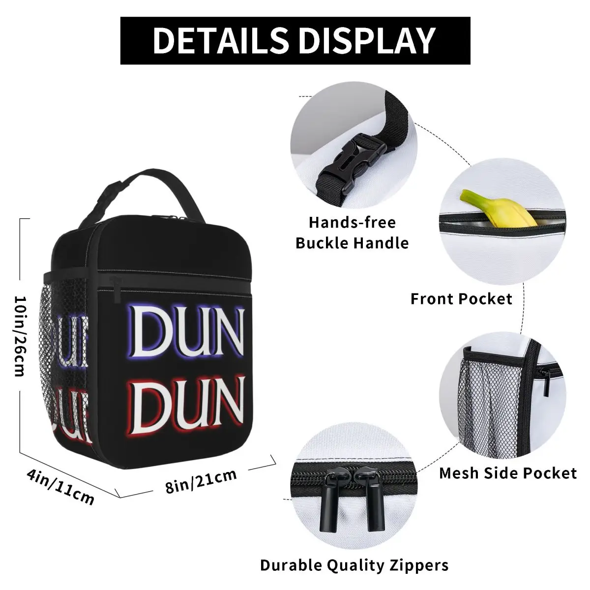 Dun Dun Meme (Law, Order, Parody) Insulated Lunch Bag for Kids School Cooler Thermal Food Box Tote Lunch Boxes Container