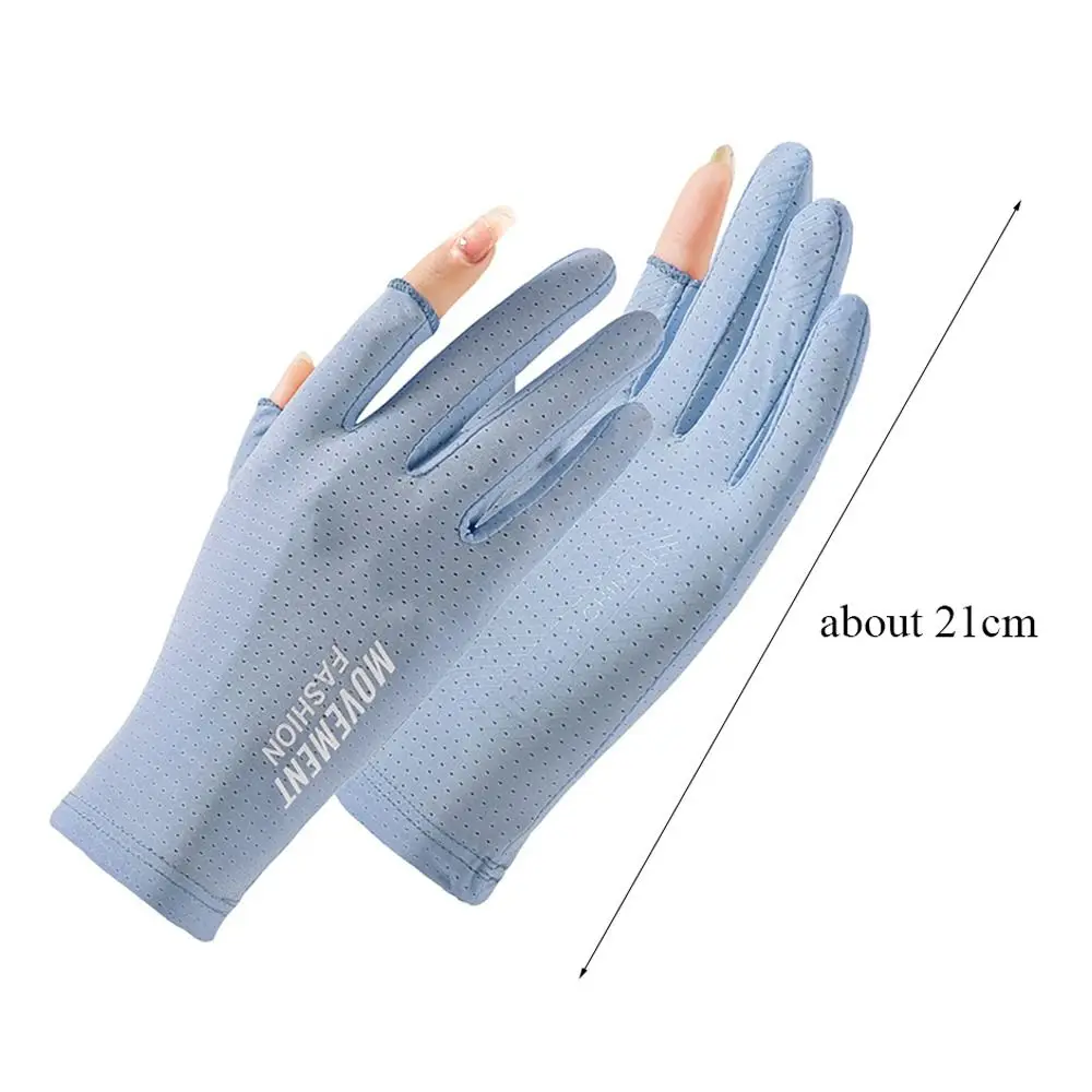 Thin Sunscreen Gloves Fashion Ice Silk Slip Resistant Sun Protection Gloves Elastic Anti-UV Mittens Summer Spring