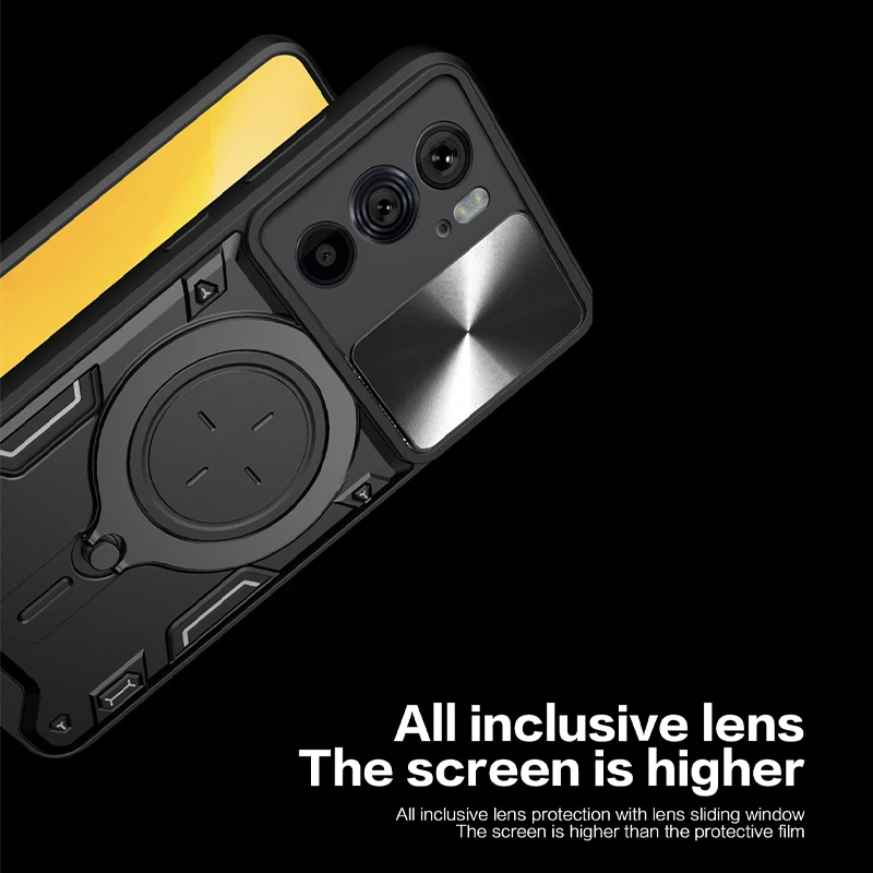 For Motorola Moto Edge 30 Pro Case Slide Camera Lens Armor Phone Case For Moto Edge 30 30Pro Car Magnetic Holder Ring Back Cover