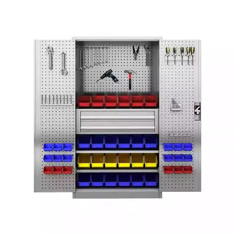 

Stainless steel heavy tool cabinet double door multi-function hardware parts drawer cabinet workshop