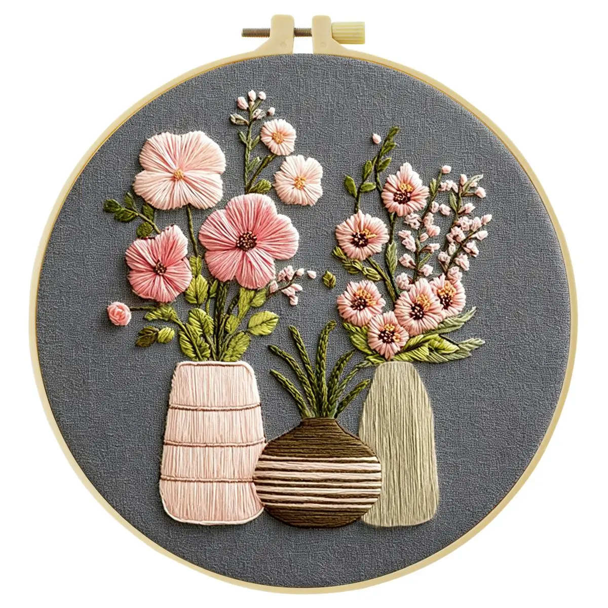 1 Stück 20X20CM/15X15CM 7,87/6,3 Zoll Vase Stickerei Starter-Kit DIY-Kit DIY-Stickerei-Set Handarbeiten Nähkunst Heimdekoration – Detail 3