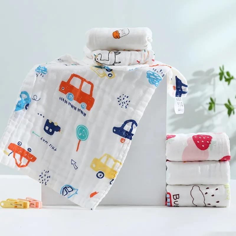 1PC Kids Towel 50 * 25cm Six Layer Gauze Cotton Face Wash Waby Towel Baby Newborn High-Density Fashion Cartoon Handkerchief New