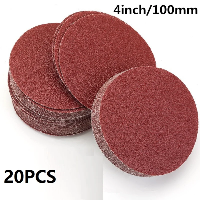 20pcs 4inch/100mm Red Brown 40-2000Grit Special Sandpaper Disk For Round Polishing Flocking Sandpaper