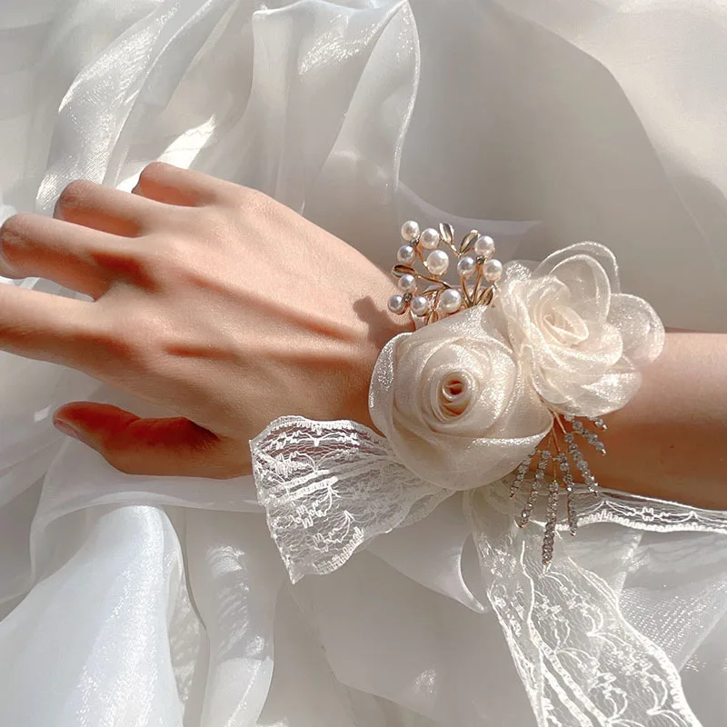 

Pearl Wrist Flower Wedding Corsage Wristlet Band Prom Bridal Bridesmaid Corsage Festivals Celebrations Accessories Supplie