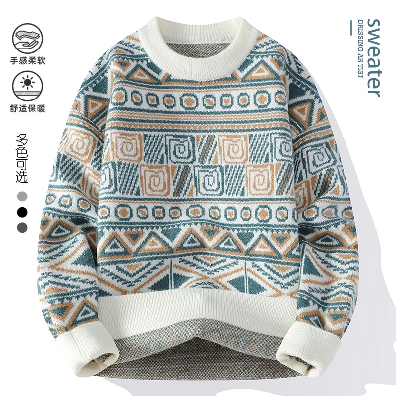 

Men Casual Comfortable Warm Sweaters men round neck 3D graphics knitwear Men's High-Quality Fashion Trend Sweater Autumn/Winter