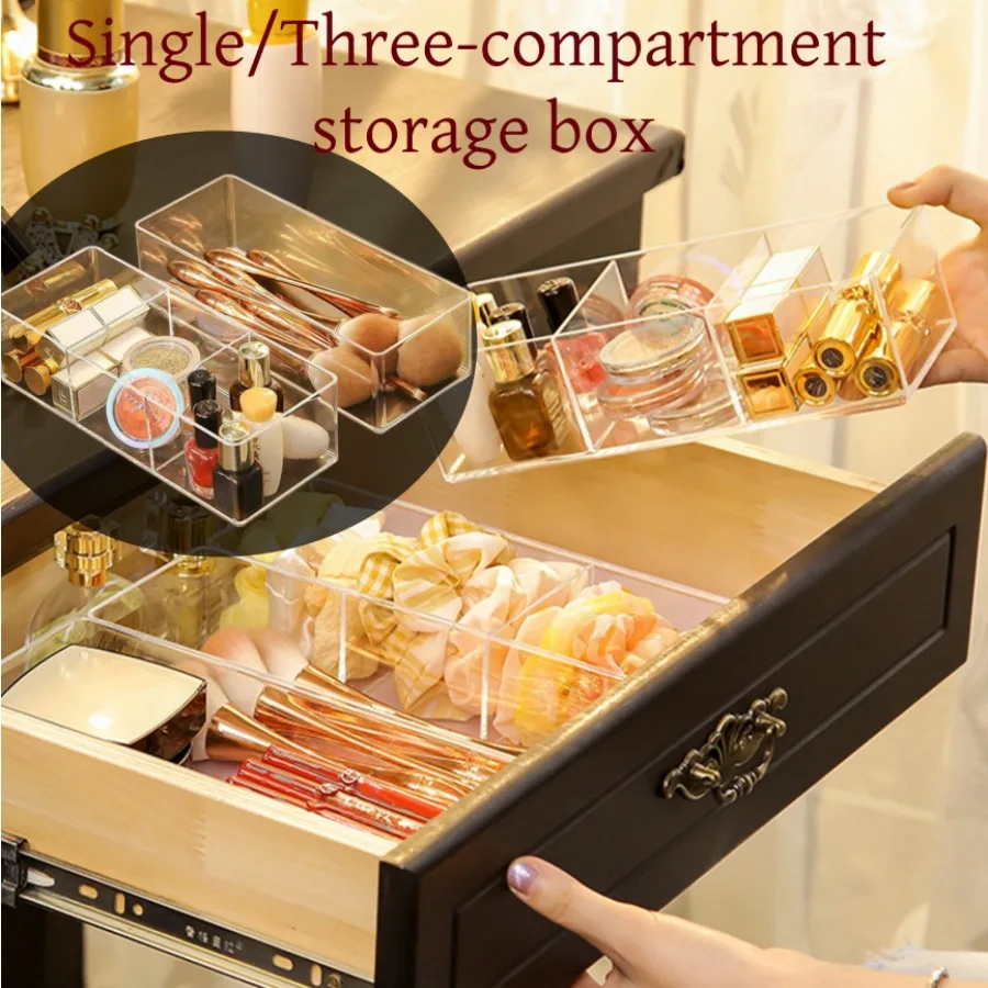 1/2 pièces Boîte de rangement transparente pour maquillage et cosmétiques, organisateur de rouge à lèvres pour coiffeuse, boîte de rangement à compartiments pour bureau