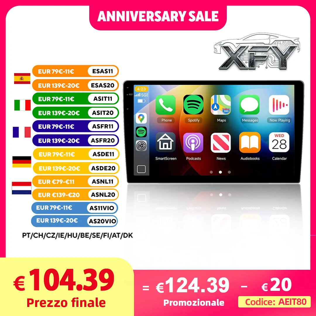 

XFY 2Din Car Radio GPS Androidauto Carplay For Tesla Style For Nissan Hyundai KIA TOYOTA Honda Multimedia Player DSP 9/10inch