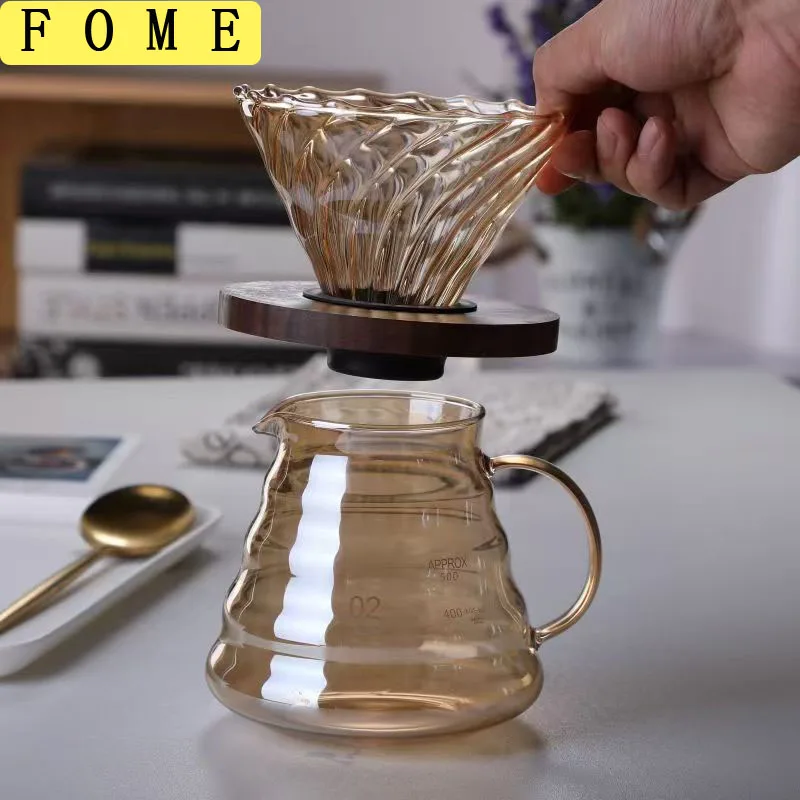 

FOME Coffee Sharing Pot with Dripper High Borosilicate Glass Coffee Pot Hand Drip Sharing Pot Filter Funnel Portable
