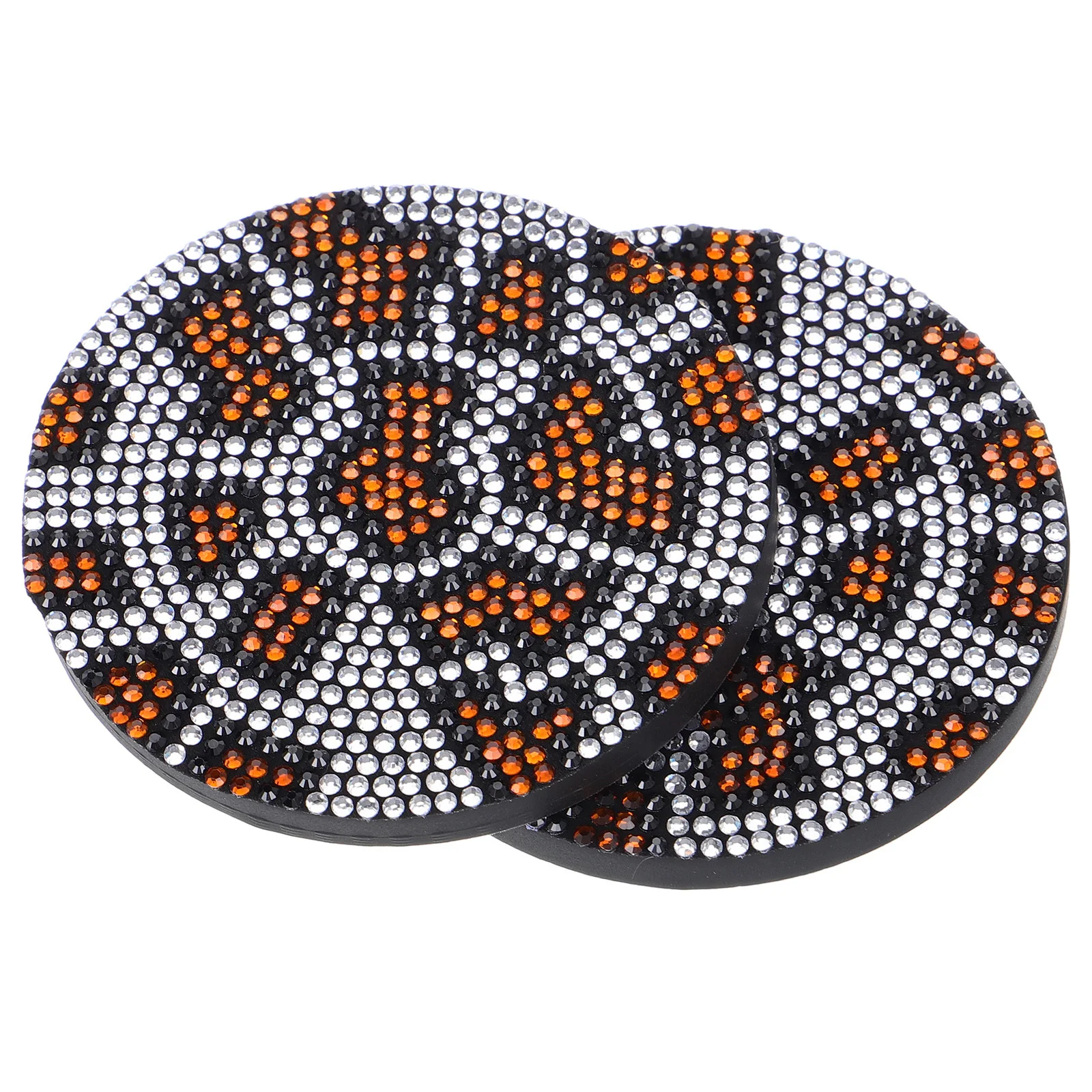 

2pcs Round Car Cup Holder Coaster Silicone Bling Insert Nonslip Mat For Vehicle Home Office Use Durable Printed Accessories