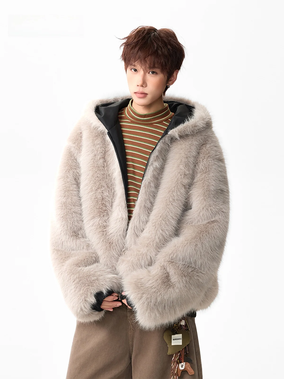 Thiened على الوجهين الأمريكية الفراء القطن Jaet الرجال النساء الشتاء معطف دافئ مبطن سترة الشباب العصرية الوقوف صالح سستة #1