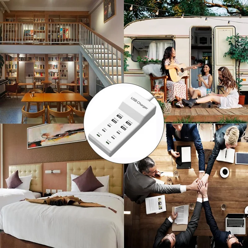 100W USB C Charging Dock Station Desktop USB PD Fast Charger For Multiple Devices Fast USB Power Strip EU Plug