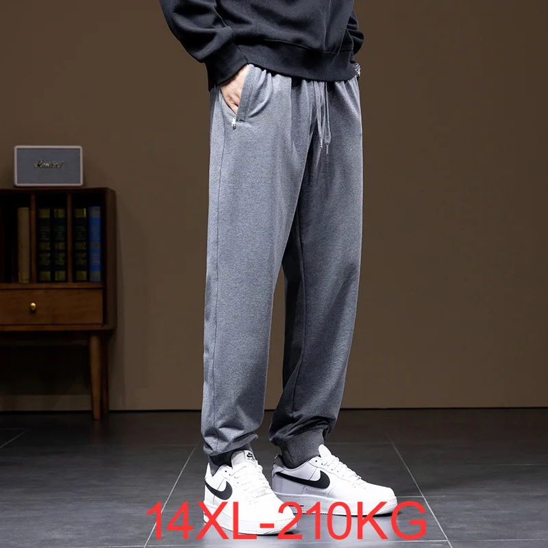 

Summer Men Pants 14XL Elastic Waist Plus Size Men Sweatpants Loose Casual Large Size Black gray Joggers pencil 210kg Clothing