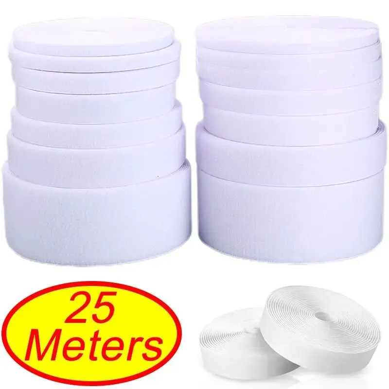

25Meter/Lot 20/25/30/50mm Black White Non-Adhesive Fastener Tape Hook and Loop Tape No Glue DIY Sewing Accessories Magic tape