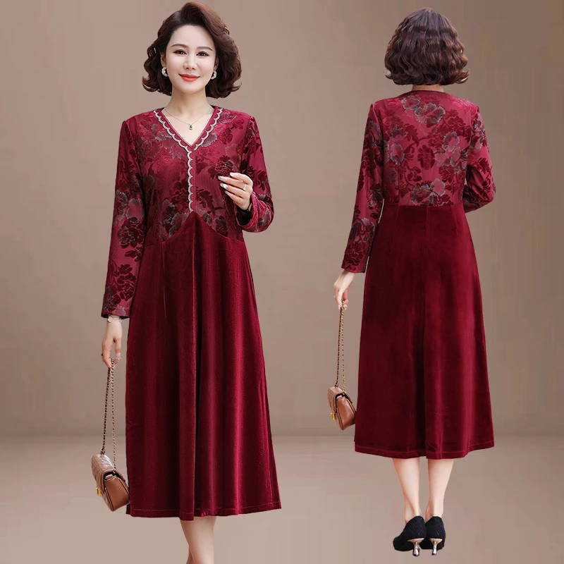 الخريف مزاجه أنيقة المرأة فستان بفتحة عنق على شكل v 2025 الذهب المخملية حجم كبير بأكمام طويلة فستان الشارع في الهواء الطلق مصمم #4