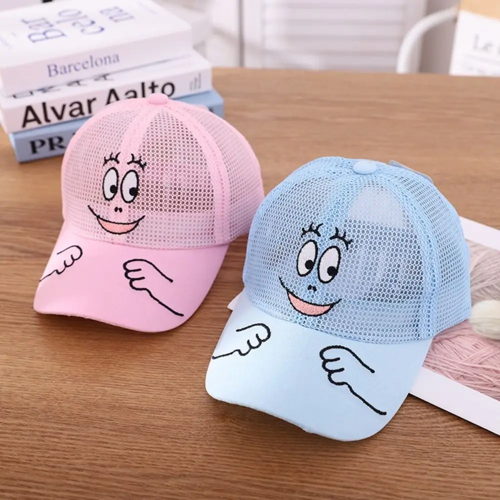 Beach Children Mesh Baseball Cap New Cool Cartoon Face Kids Hats Spring Summer Autumn Sun Hat Camping/Fishing