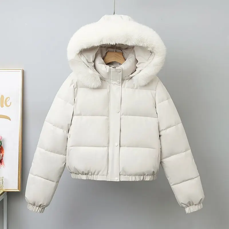 

Зимние короткие парки, женская одежда на хлопковой подкладке, бархатная утепленная верхняя одежда, меховой воротник, съемные пальто с капюшоном, теплые куртки