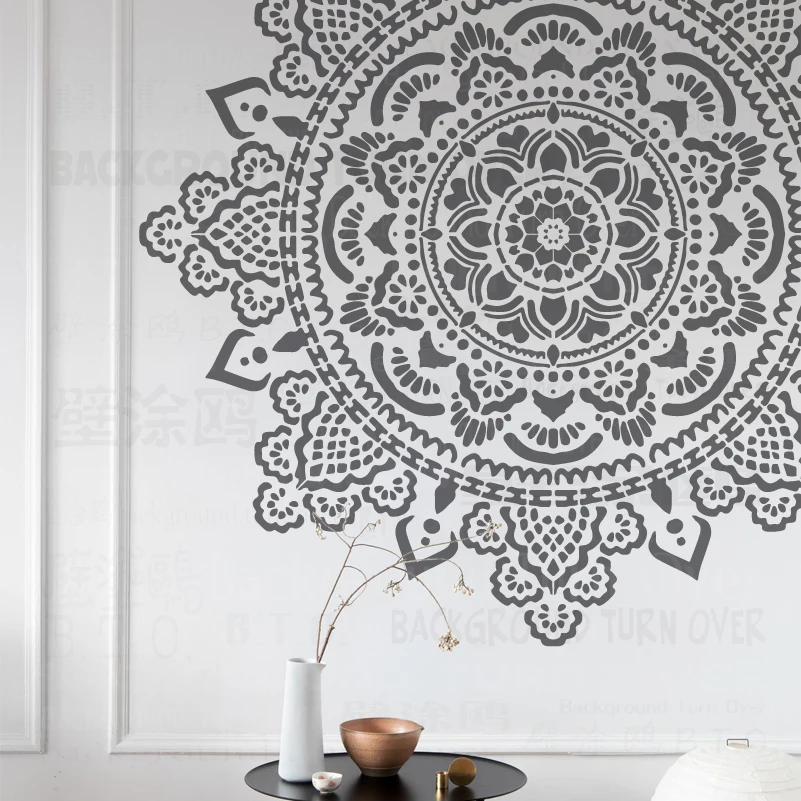 Plantilla de yeso para pintar, decoración de pared, grande, rococó, Gran Mandala gigante, flor redonda, loto, 80cm-120cm, S268