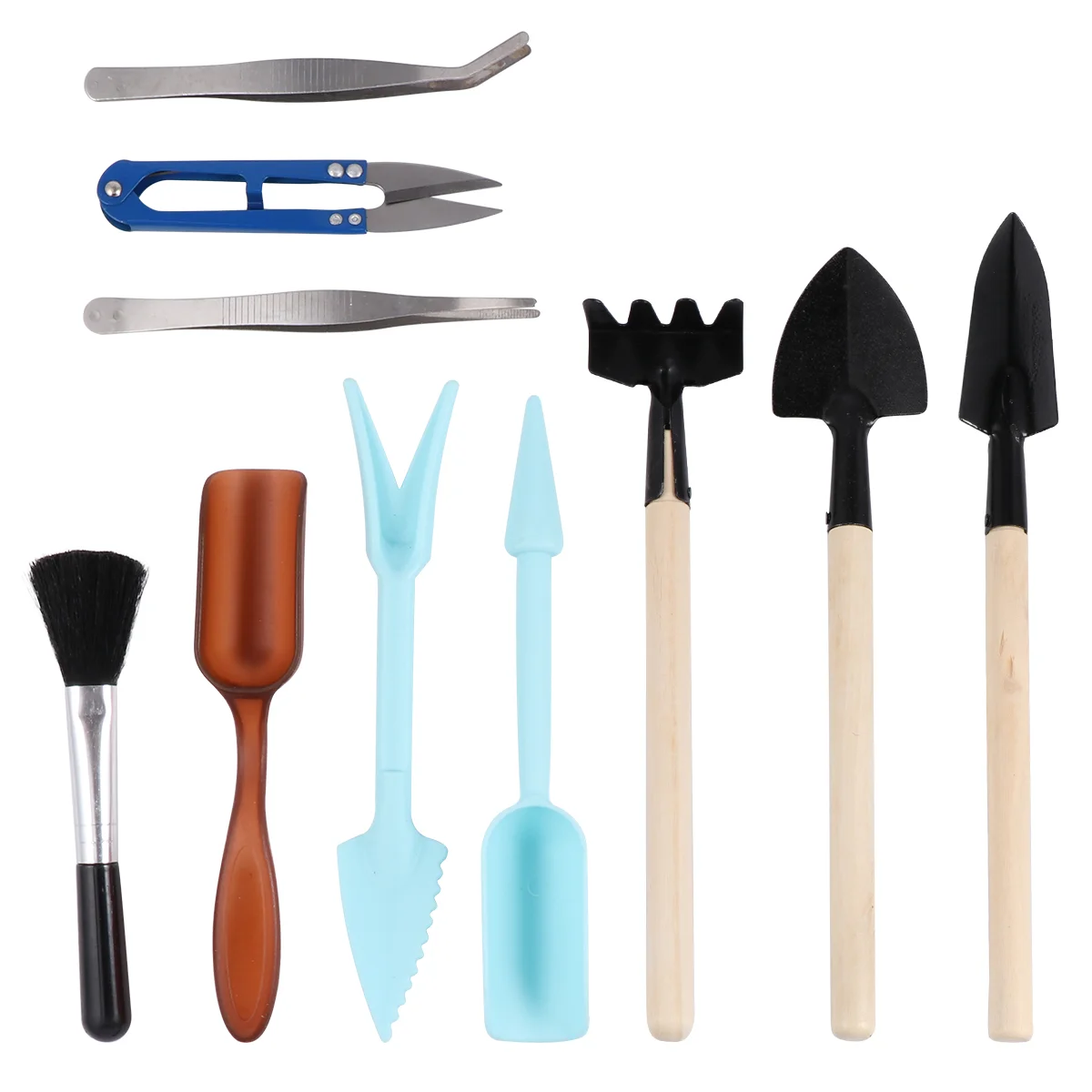 10pcs Planting Tools Small Gardening Gadgets Simple Durable Metal Plastic Fleshiness Garden Planting Tools (Blue)