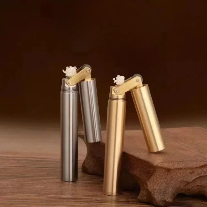 

Creative Unusual Kerosene Lighter Copper Nunchaku Funny Retro Grinding Wheel Flint Lighters Foldable Mini Portable Men's Gift