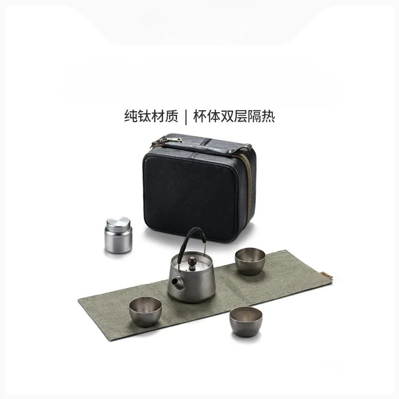 Titanium tea set Pure titanium small teacup Outdoor tea maker  teapot water cup