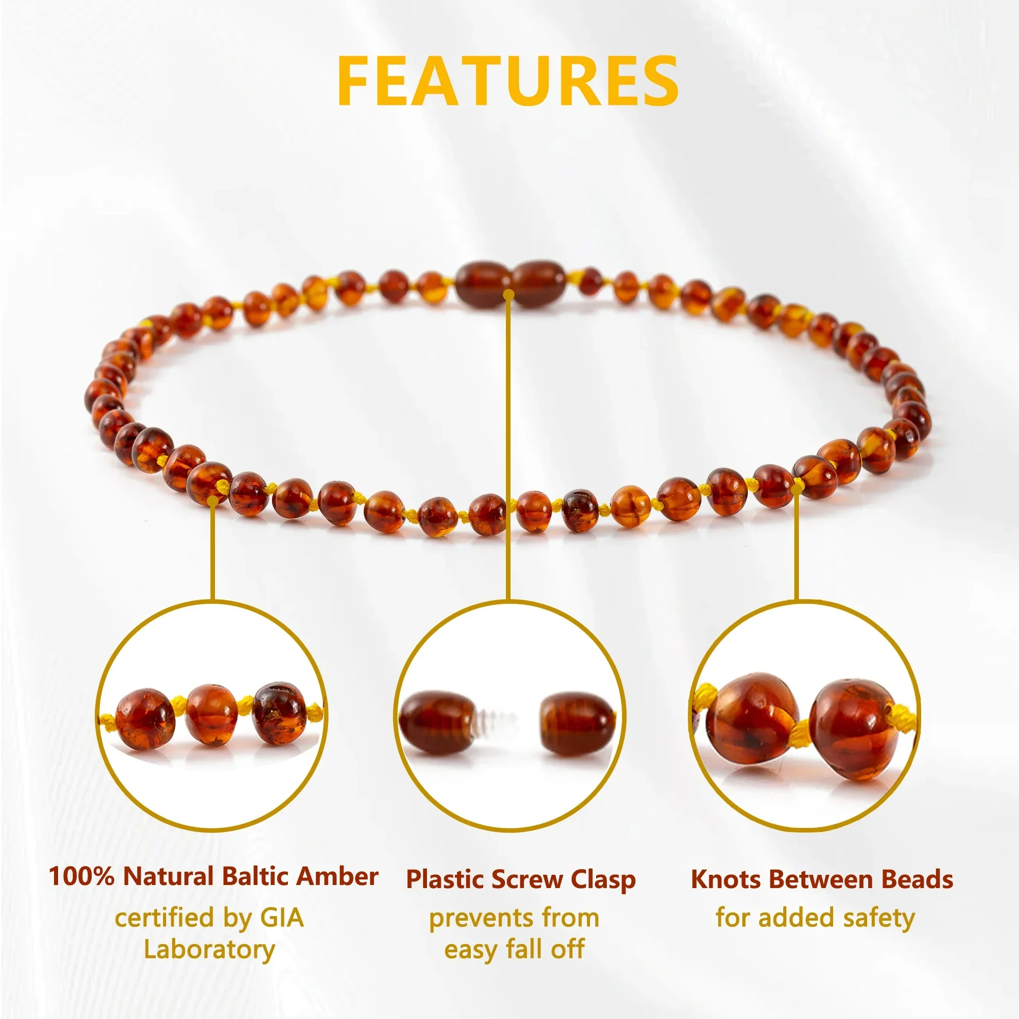 Baltic Amber Necklace - Certified as 100% Authentic Baltic Amber