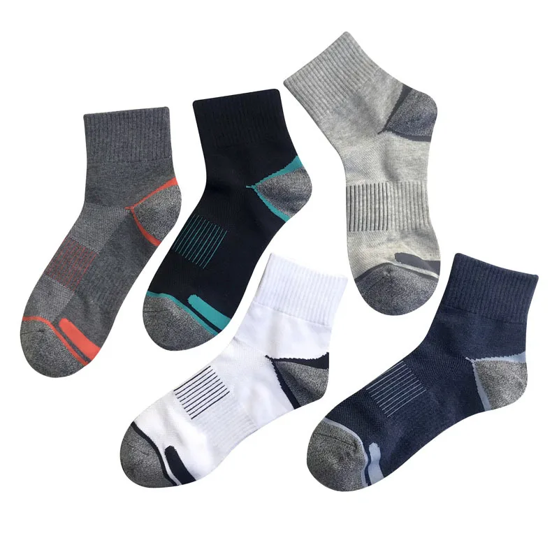 5Pairs/lot New Male Socks Black White Sports Men's Socks Cotton Basketball Running Socks High Quality Comfortable Breathable