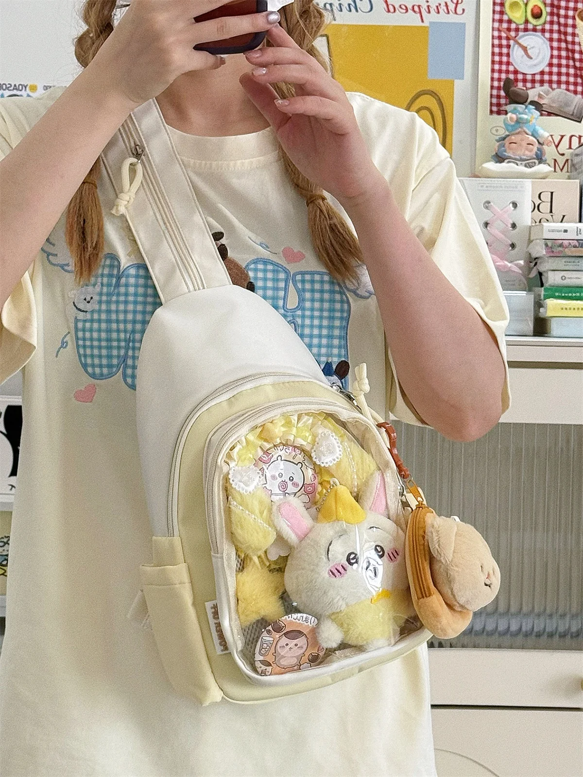 

Transparent Crossbody Chest Bag School Sweet Sle Colion Color Soft oulder Bag for Youth Leisure op Bag