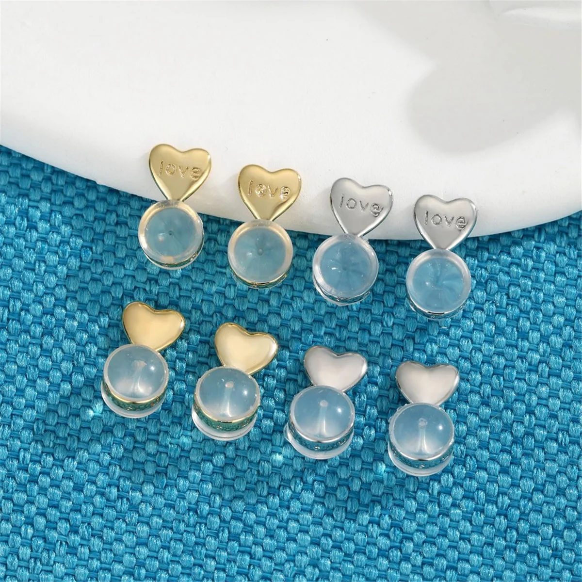 8PCS Earring Backs for Droopy-Ears, Earring Lifter Backs Replacements for Heavy Earrings,Gold+Silver