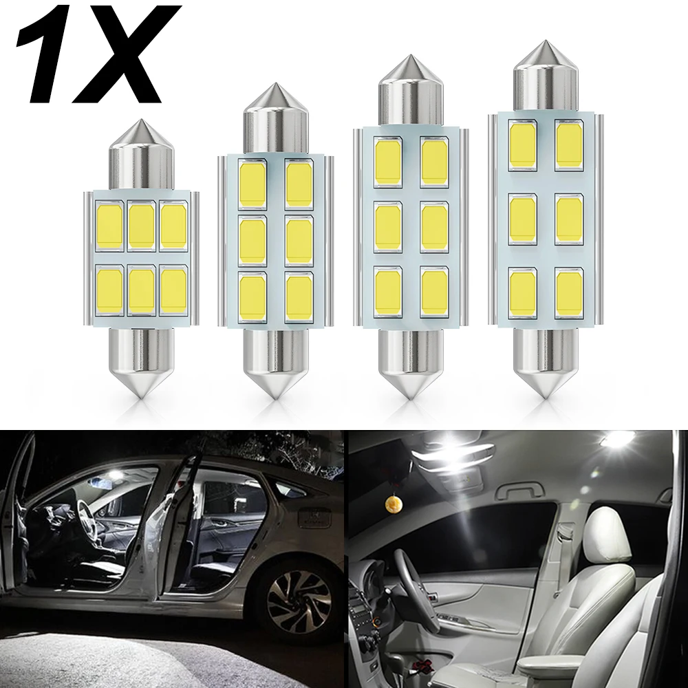 

1x Car Interior Light White 31mm 36mm 39mm 41mm Car Festoon Light C5W C10W 5630 LED CANBUS Auto Interior Dome Lamp Reading Bulb