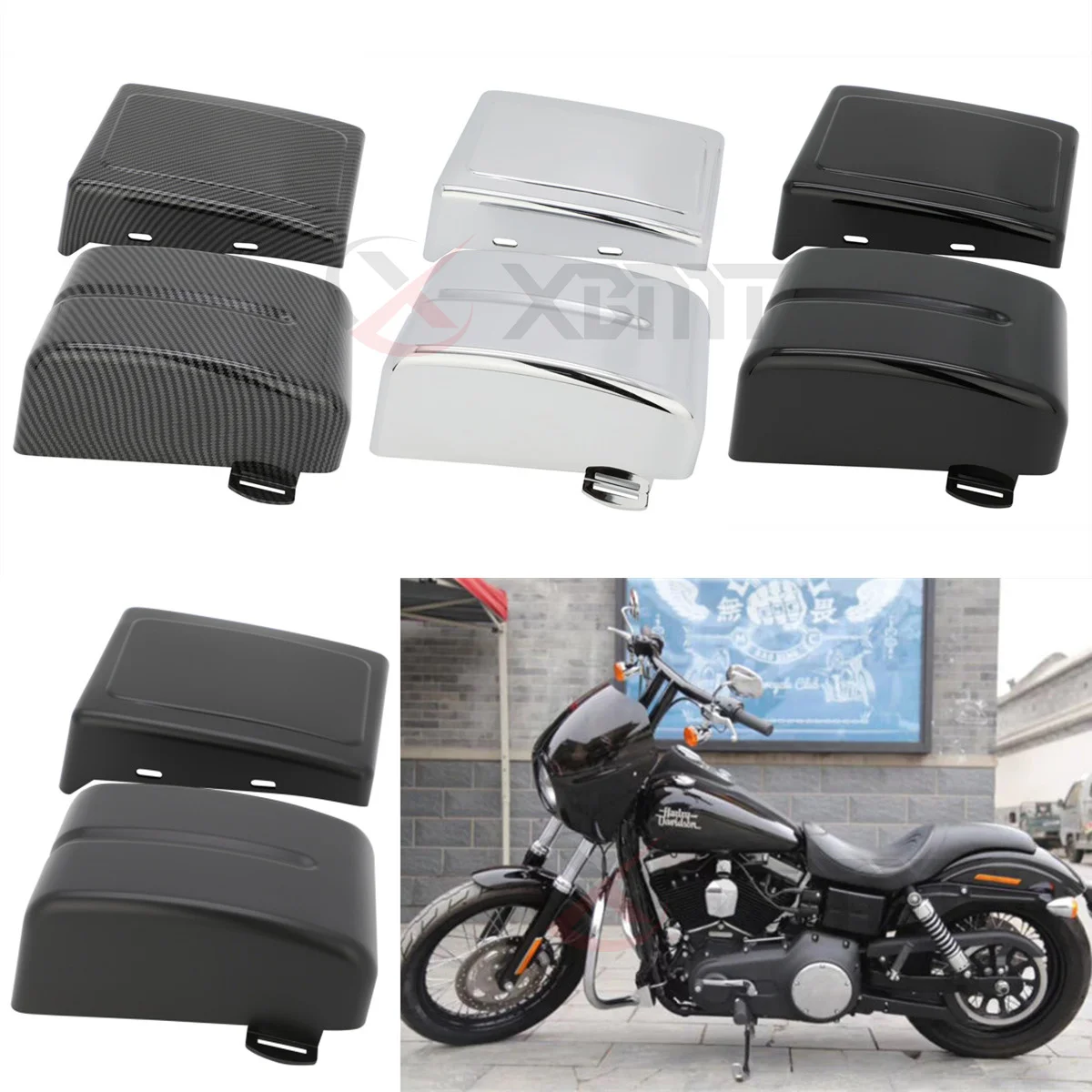 Motorcycle Battery Side Fairing Frame Cover Cap For Harley Dyna Street Fat Bob FXDB FXDL FXDF Super Glide Wide Glide Switchback