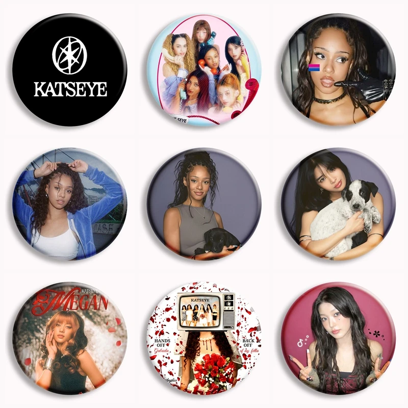 Katseye الكورية الفتيات الفرقة لينة زر دبوس أنا Gnarly Kpop الفرقة دبابيس شارة حقيبة اكسسوارات الديكور المشجعين جمع الهدايا