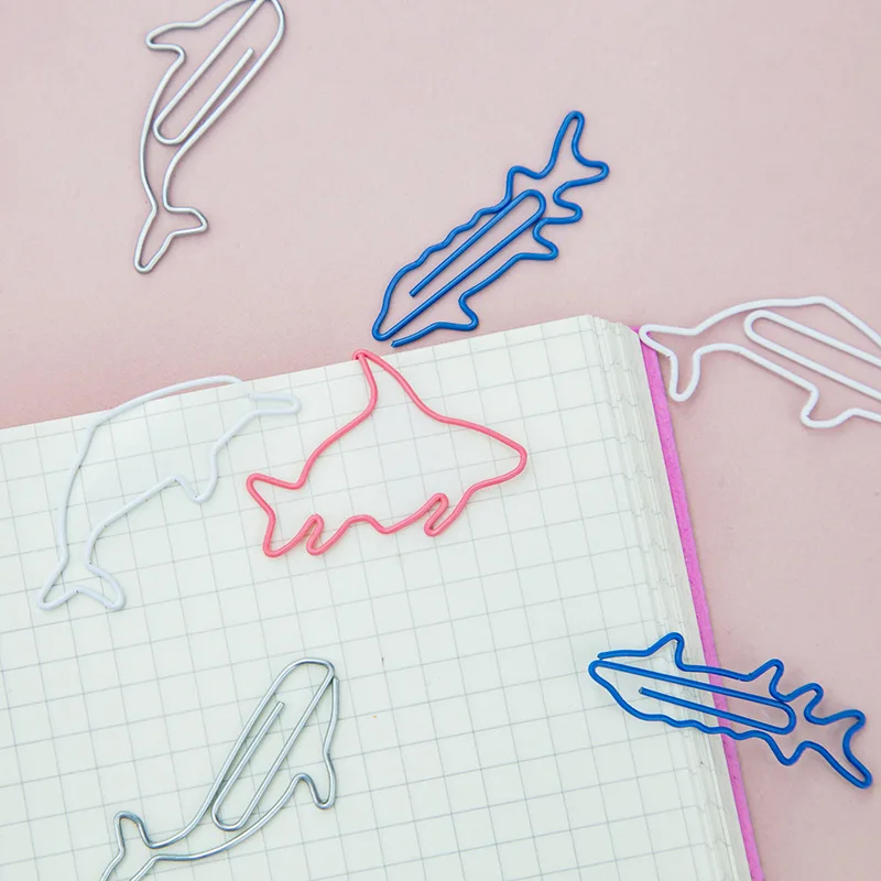 Creative Sea Animal Paper Clips Special-shaped Paper Clip Color Cartoon Fish Bookmarks Wholesale Modeling Metal Stationery Gift