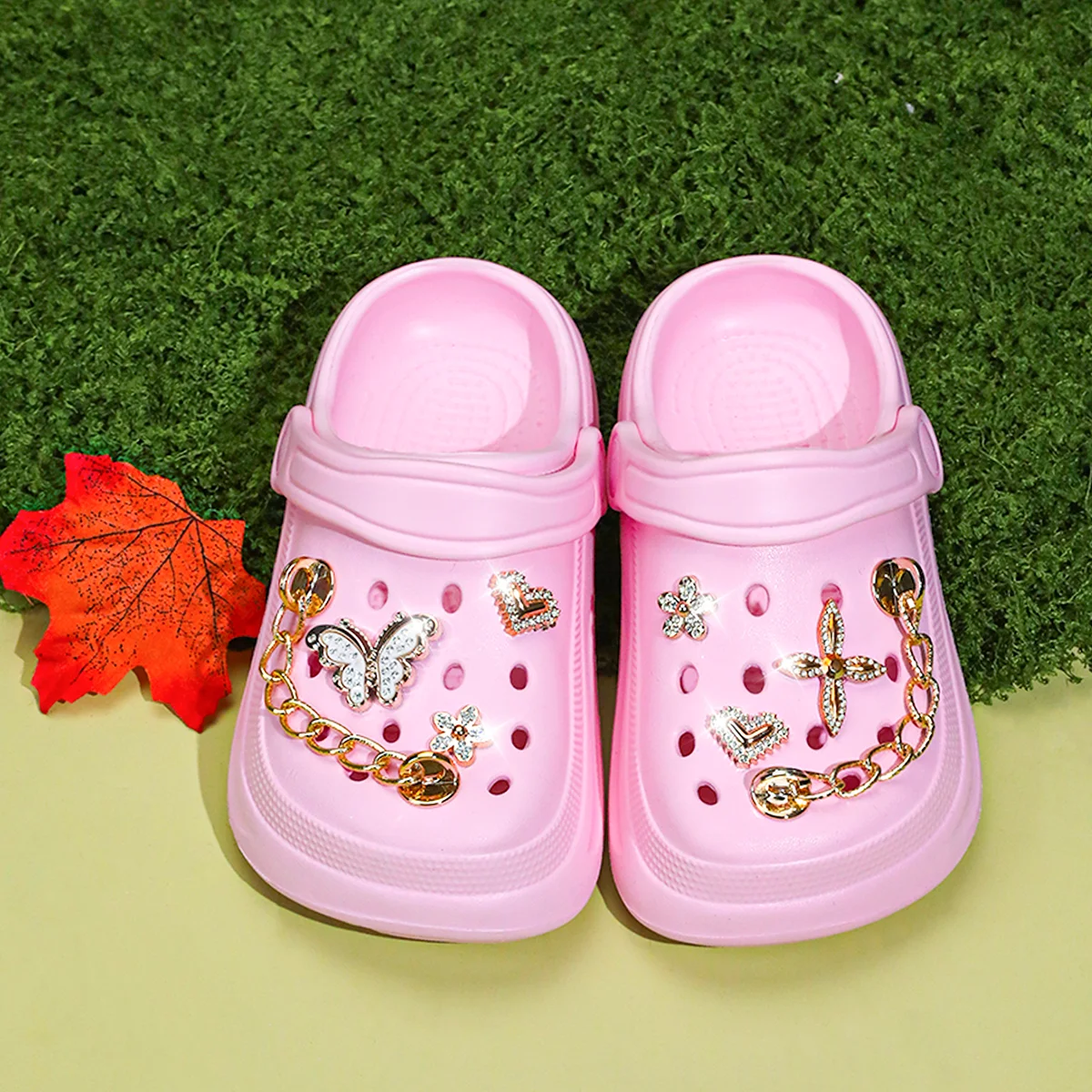 Kids Slip-On Clogs and Mules - Breathable, Waterproof, EVA Garden Shoes with Decorative Chain for Beach and Everyday Wear 168