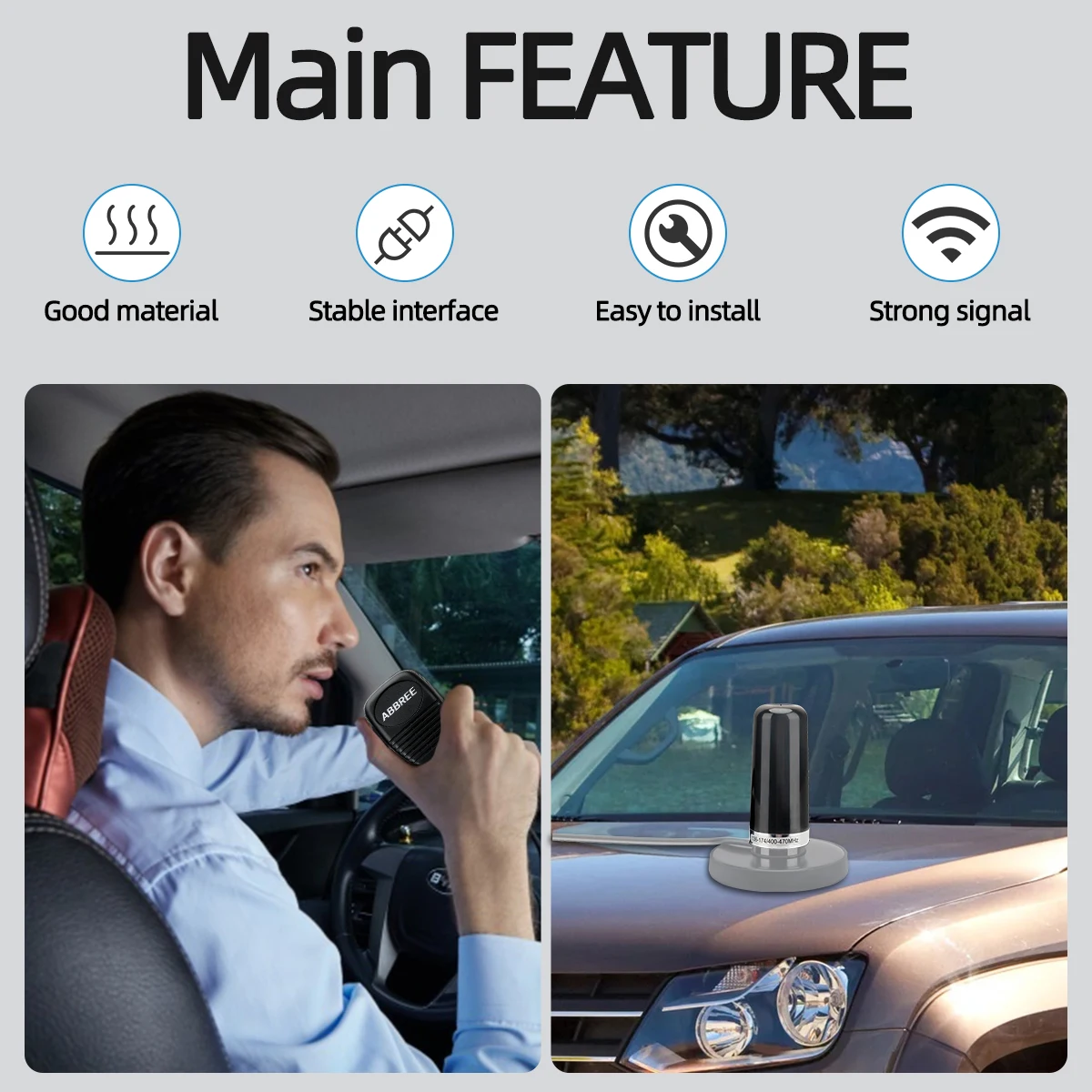 ABBREE Antena NMO Mount Dual Band UHF VHF 136-174MHz400-470MHz do samochodów ciężarowych Ham Radio Amateur Vehicle Mobile Radio Akcesoria — zdjęcie 3