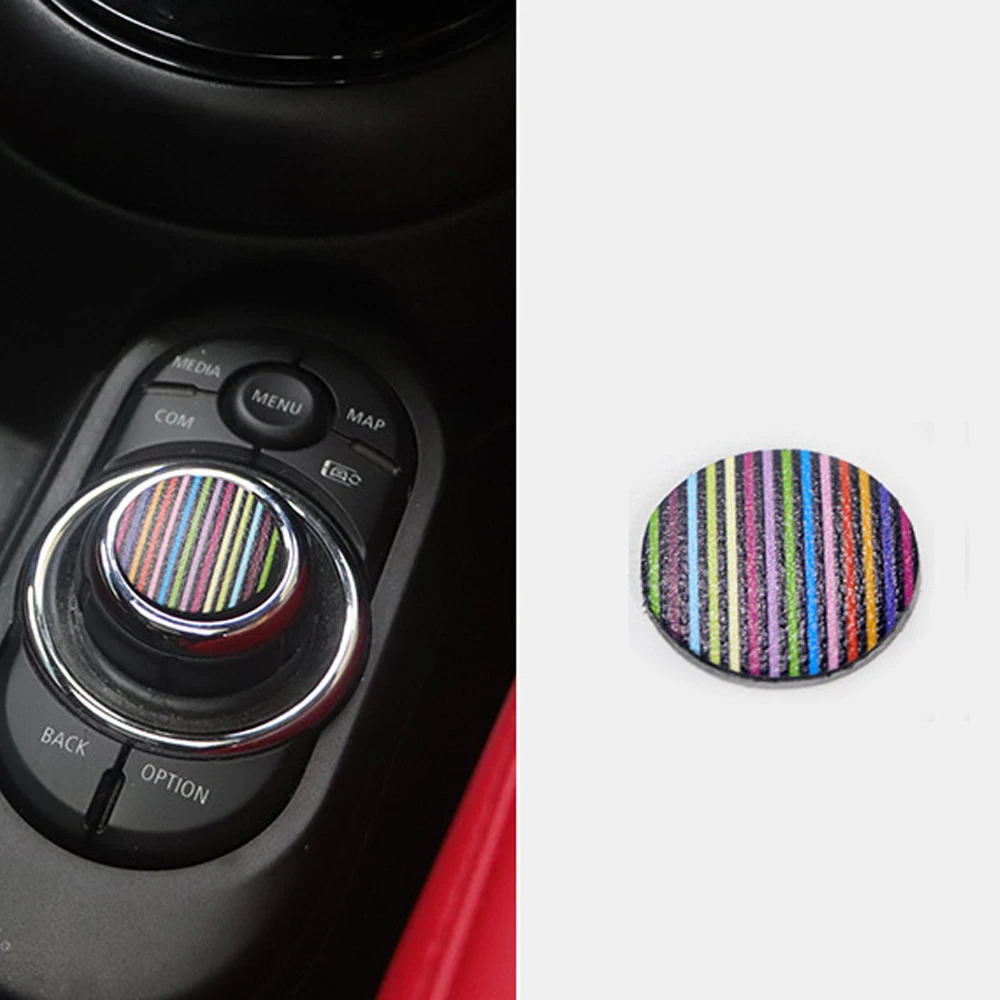 Auto Knob Decor Decal Car Central Control Multimedia Button Cover Leather Sticker For MINI Cooper F56 F55 F57