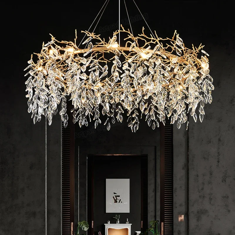 

Branch Led Crystal Chandeliers for Living RoomBedroom Ceiling Light Dining Room New Ceiling Art Deco Light Fixtures