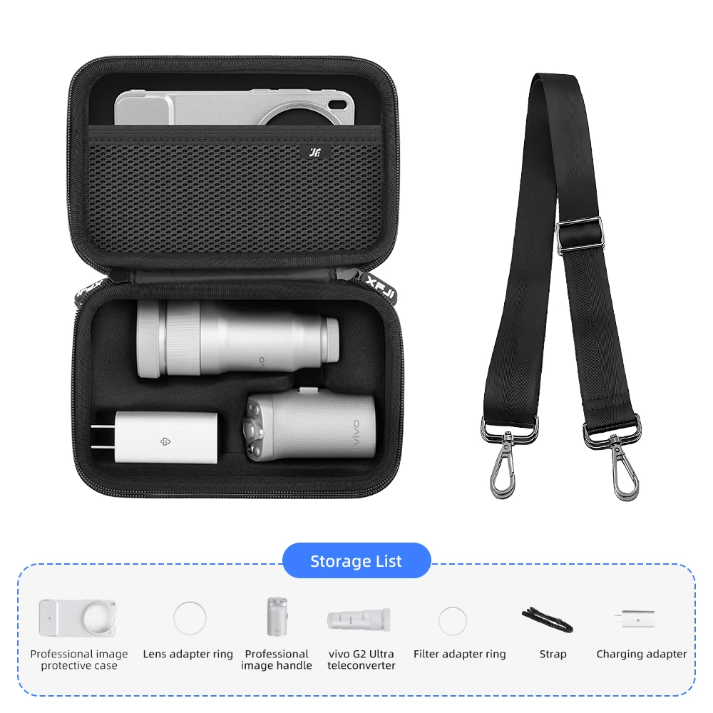 XFJI Storage Bag Case PU Drop-resistant Hard Shell Handbag for VIVO X300 Ultra(400mm G2 Ultra) Teleconverter Photographer's Kit