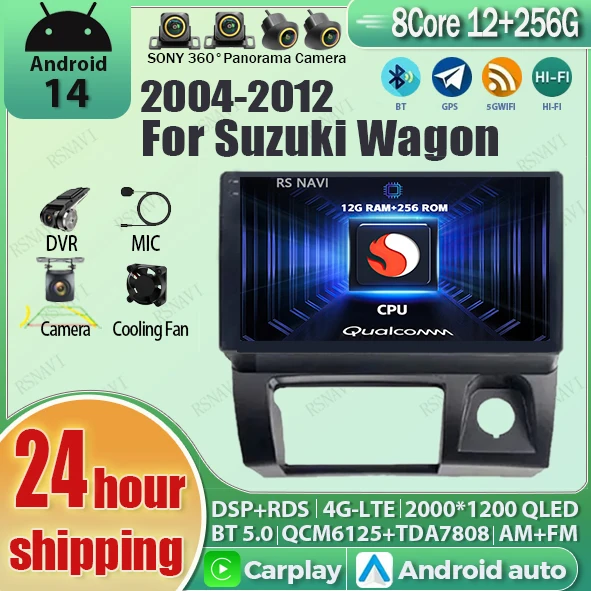 

Android 14 Carplay Auto Qualcomm 2K QLED Screen Car Radio Player For SUZUKI wagon 2004-2012 GPS Multimedia Stereo Wifi BT 4G DSP