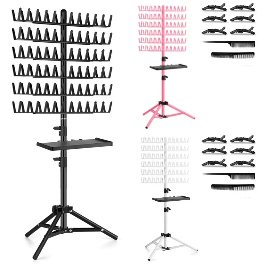 

144 Pegs Double Sided Hair Braiding Rack Braiding Hair Display Stand Adjustable Braiding Rack with Combs Hair Clips