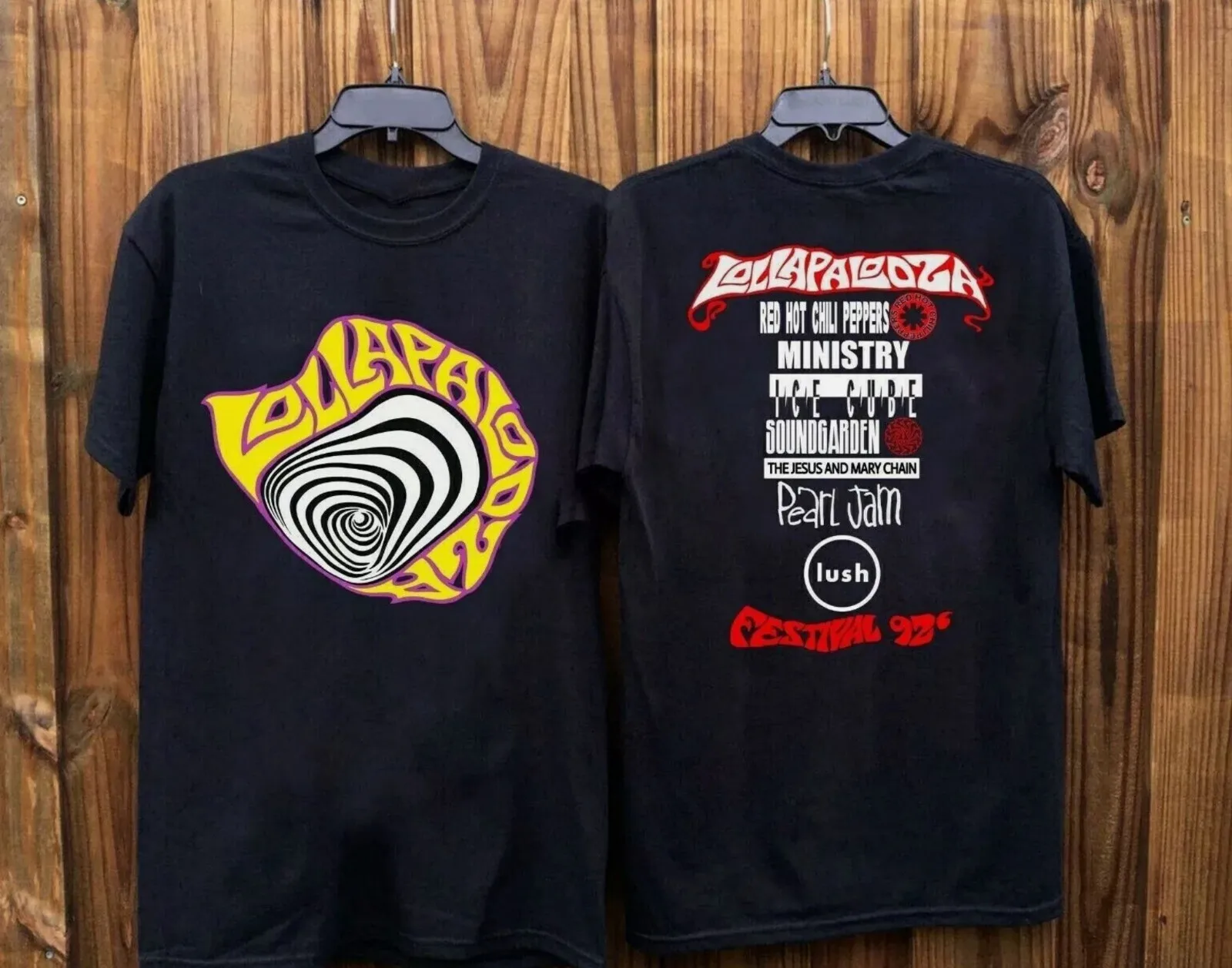 

HOT Lollapalooza 1992 Concert Tour T-shirt Vintage Unisex Black Cotton Tee shirt