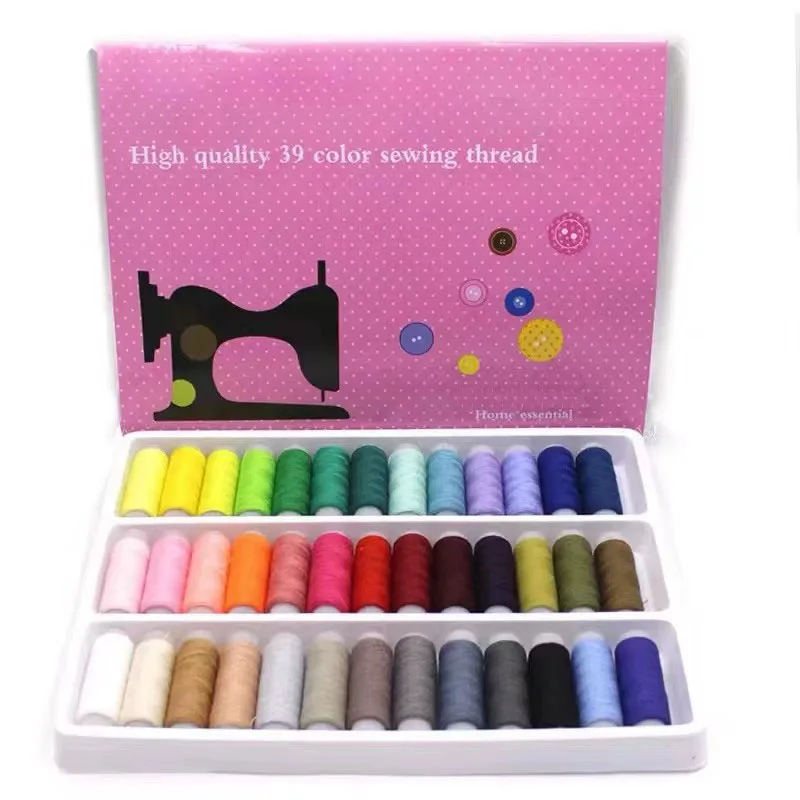 39-Color Polyester Sewing Thread Set 100% Polyester Yarn for Hand Embroidery And Sewing Machine Use Durable Fabric Repair Tool