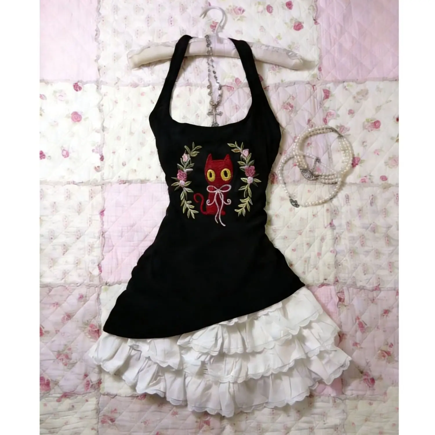 Japanese Print Lovely Vest Sweet Spice Girls Minority Slim Tanks All-match Personalized Elegant Y2k Goth Camis