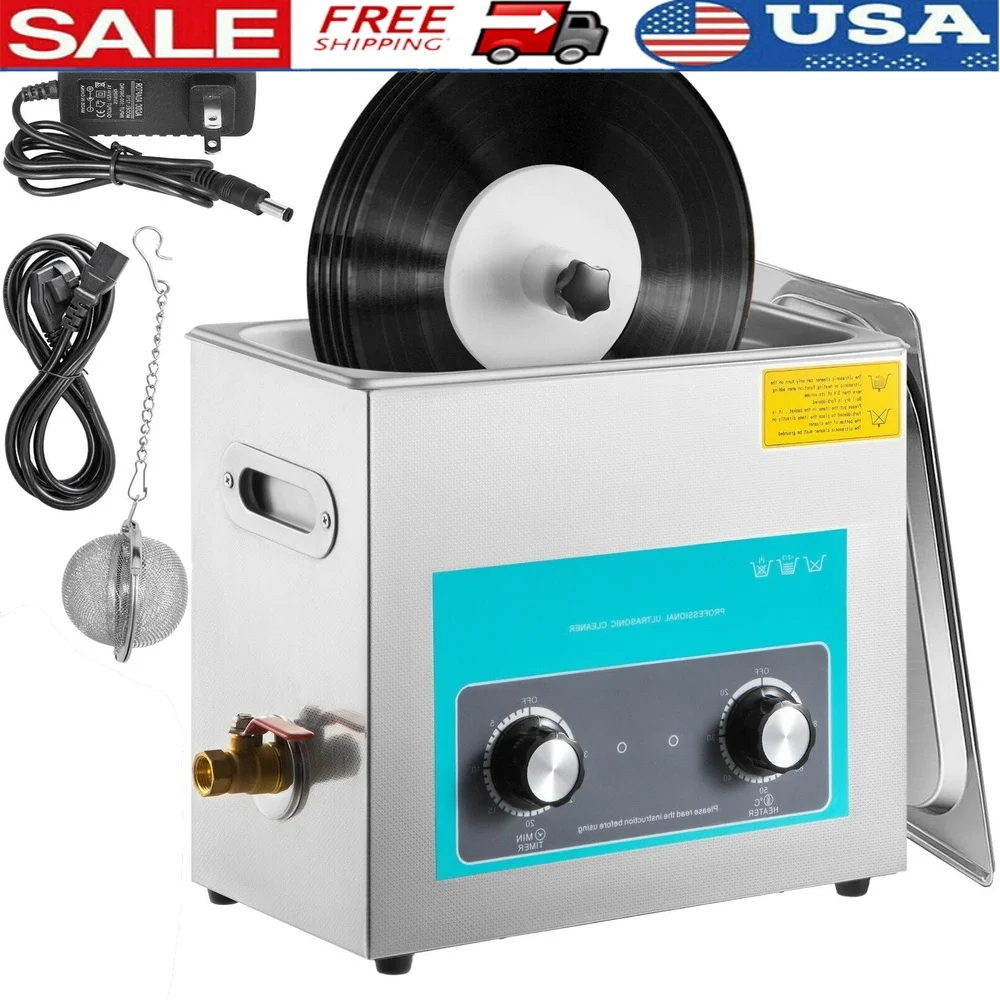 

Ультразвуковой очиститель виниловых пластинок, 6 л, машина для чистки нержавеющей стали, регулируемая время, температура, глубокая чистка, инструменты для ювелирных изделий, очков