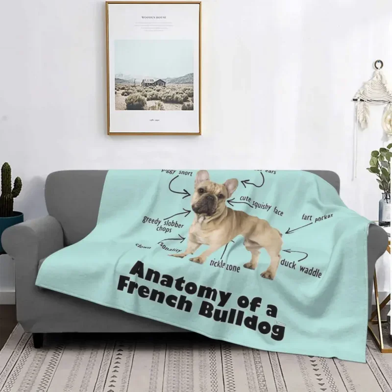 

Anatomy Of A French Bulldog Blanket 3D Print Soft Flannel Fleece Frenchie Dog Lover Throw Blanket for Office Bed Sofa Bedspreads