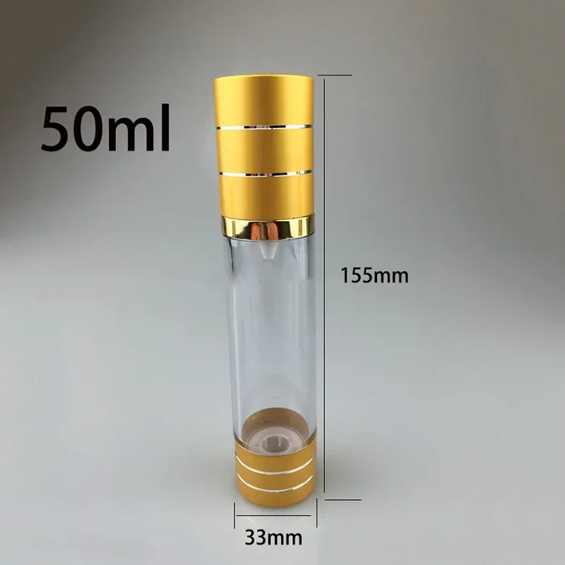 15ml 30ml 50ml Empty Airless Pump Bottle Cosmetic Makeup Lotion Foundation Cream Containers Plastic Gold Silver