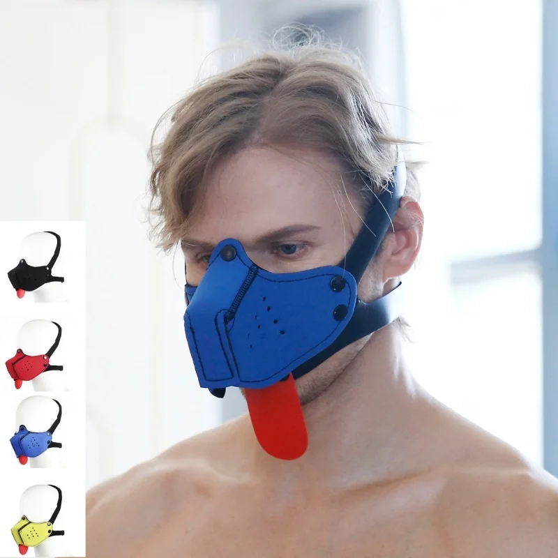 ชุดคอสเพลย์บทบาททาสสำหรับงานปาร์ตี้  หน้ากากแฟนตาซีครึ่งหน้า  สำหรับผู้หญิงและผู้ชาย  พร้อมลิ้น  แบบสุนัข  สำหรับการเล่นบทบาทสมมติ  พร้อมอุปกรณ์พันธนาการศีรษะ