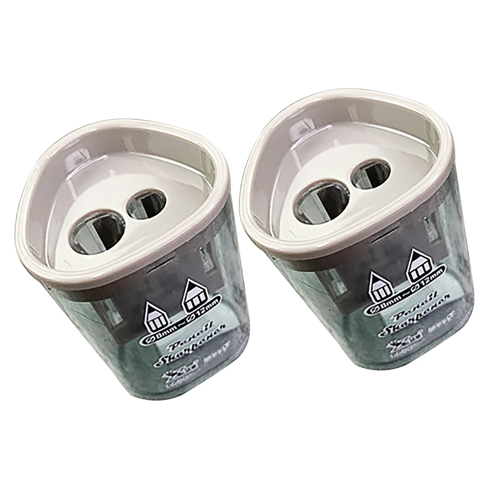 2pcs Dual Holes School Kids Adults Pencil Sharpener Random Color With Container