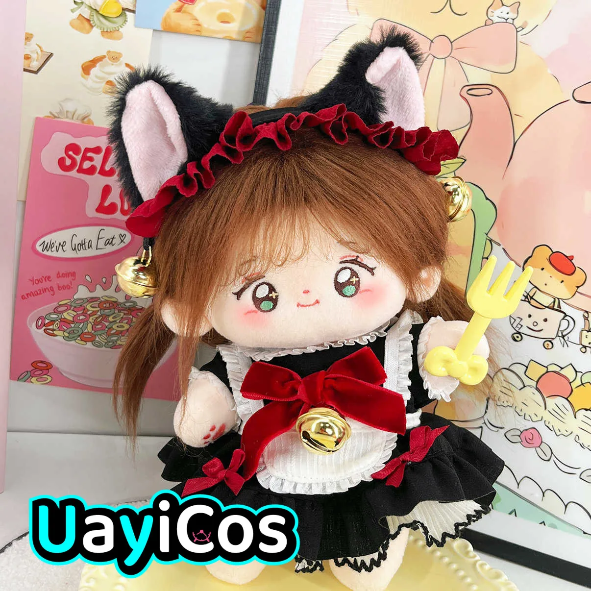 

20cm Doll Clothes Lovely Cat Ear Maid Apron Lolita Dress Skirt Suit Plushies Plush Doll Accessories Anime Toy For Kids Gifts
